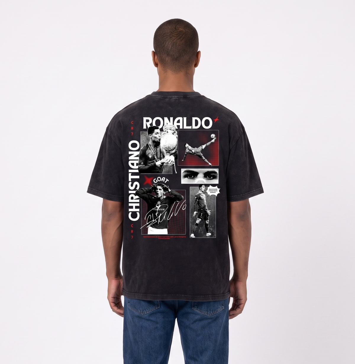 Portugal CR7 Front and Back Mineral Wash Boxy Cotton T-Shirt