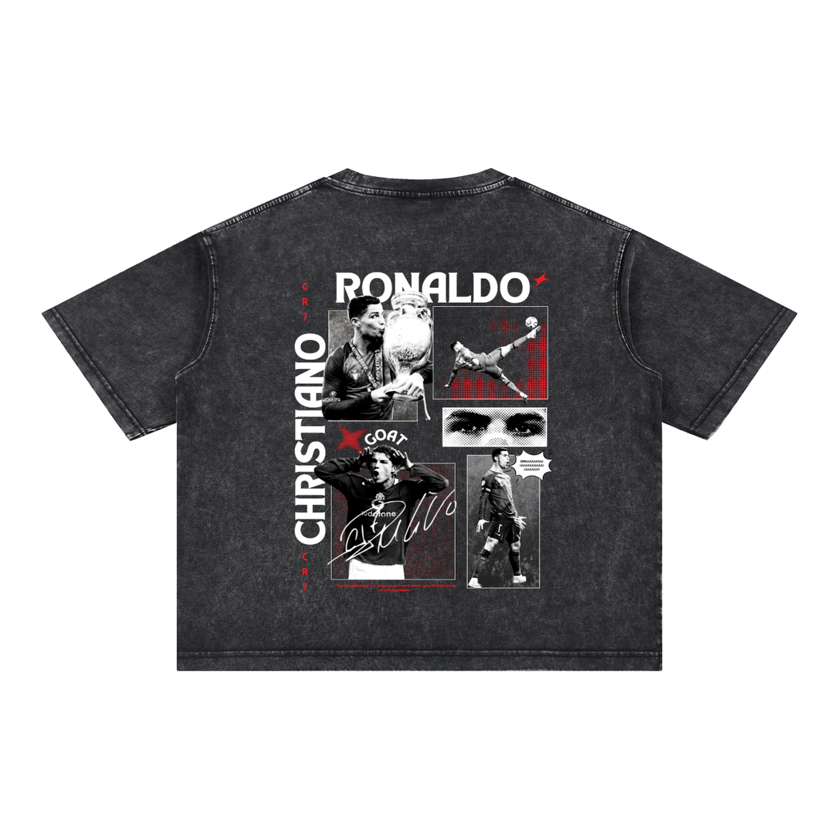 Portugal CR7 Front and Back Mineral Wash Boxy Cotton T-Shirt