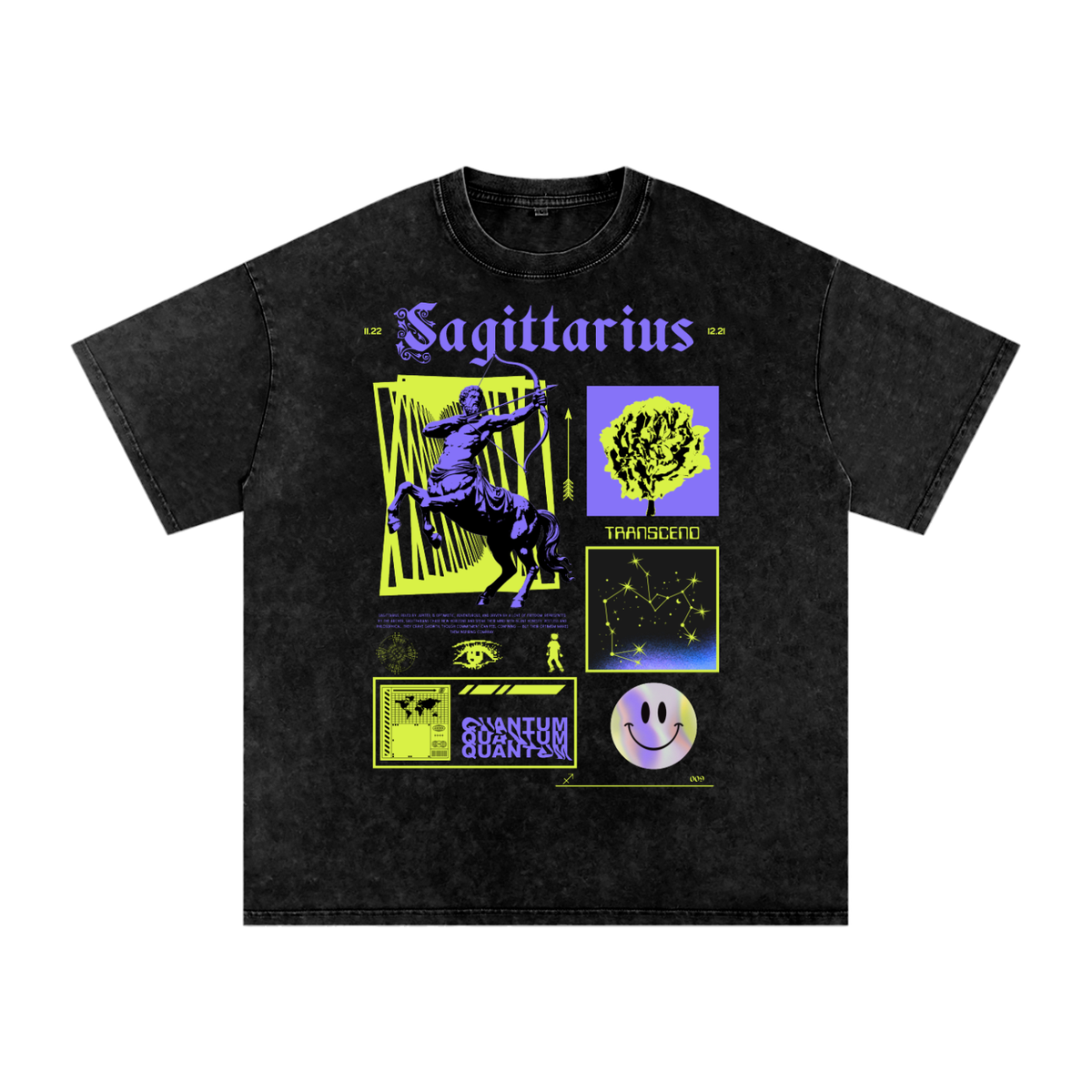Sagittarius Acid Wash Boxy Oversized Cotton T-Shirt
