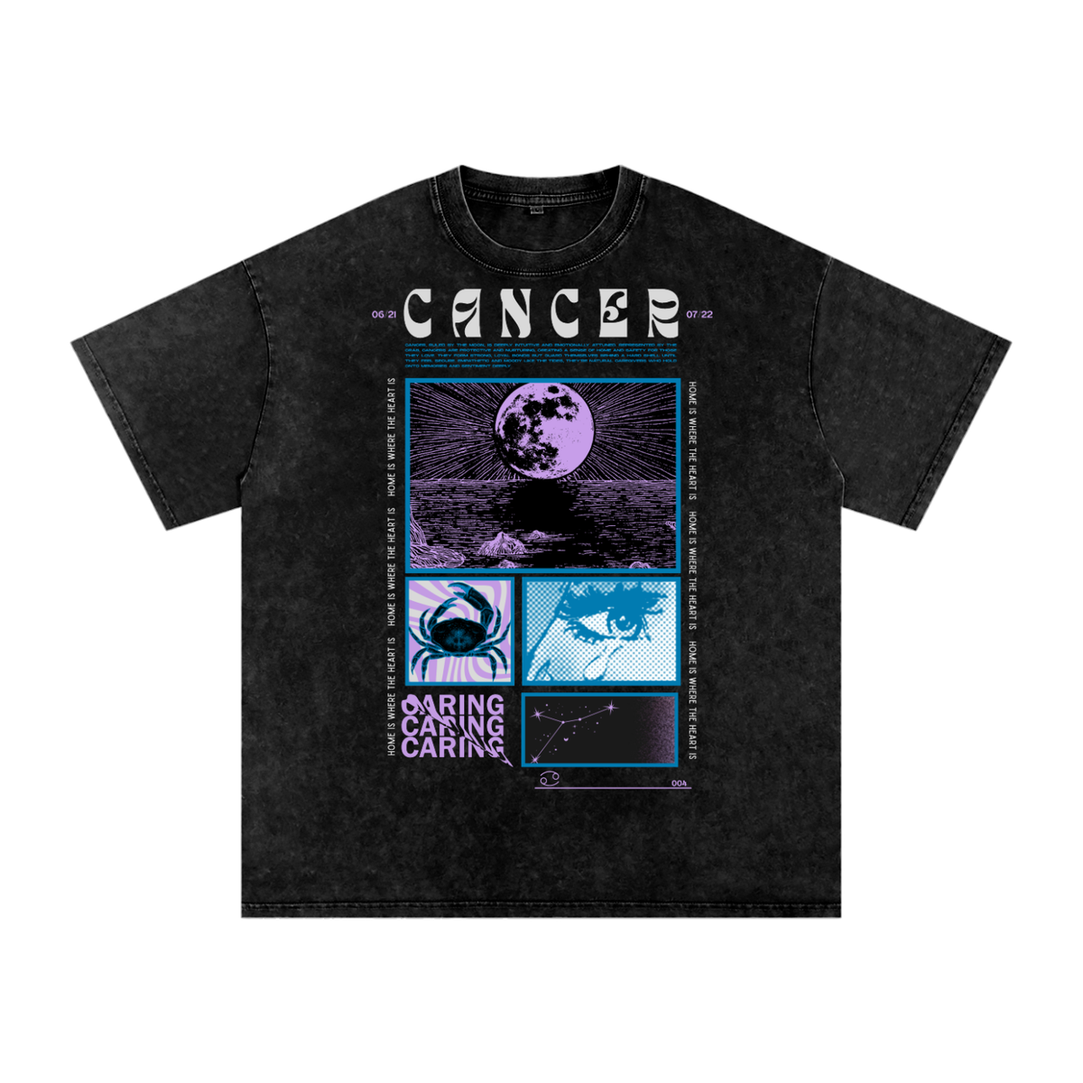 Cancer Acid Wash Boxy Oversized Cotton T-Shirt