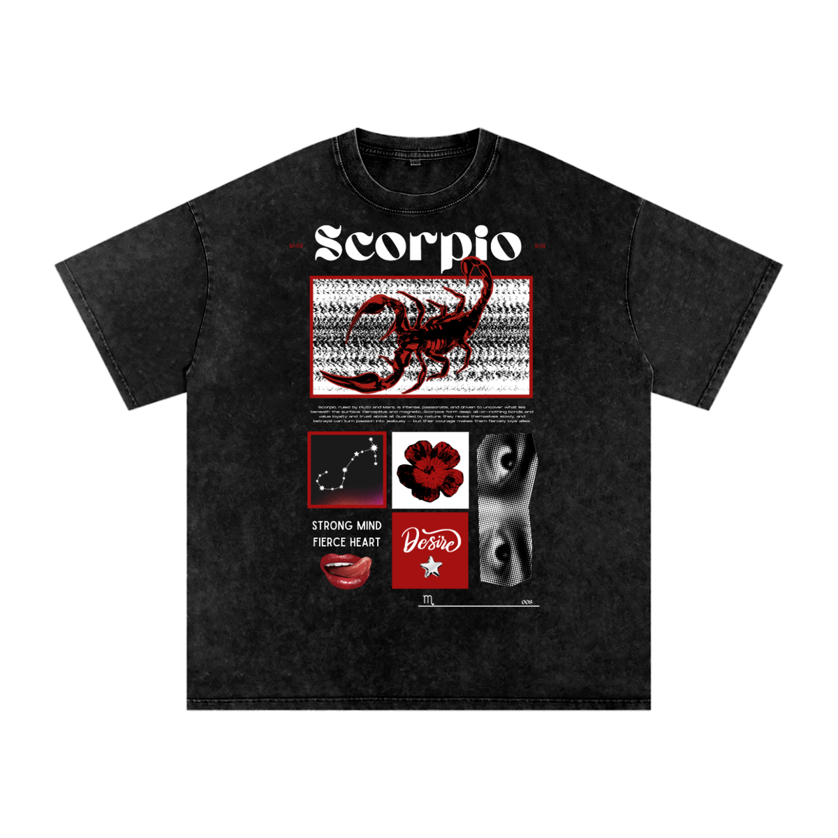 Scorpio Acid Wash Boxy Oversized Cotton T-Shirt