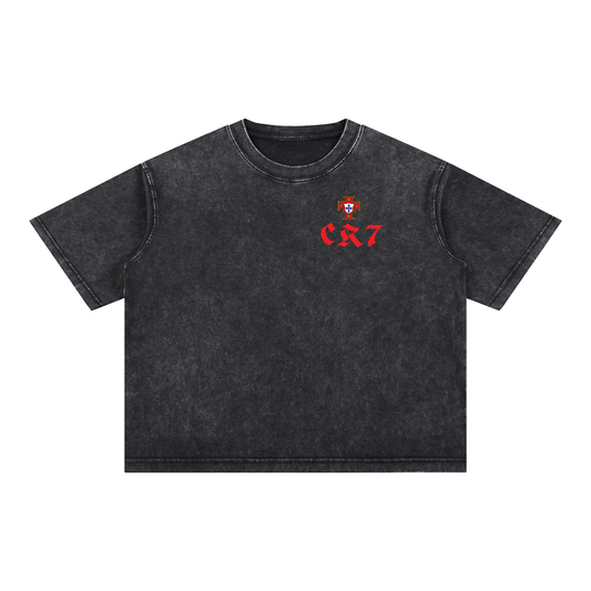 Portugal CR7 Front and Back Mineral Wash Boxy Cotton T-Shirt