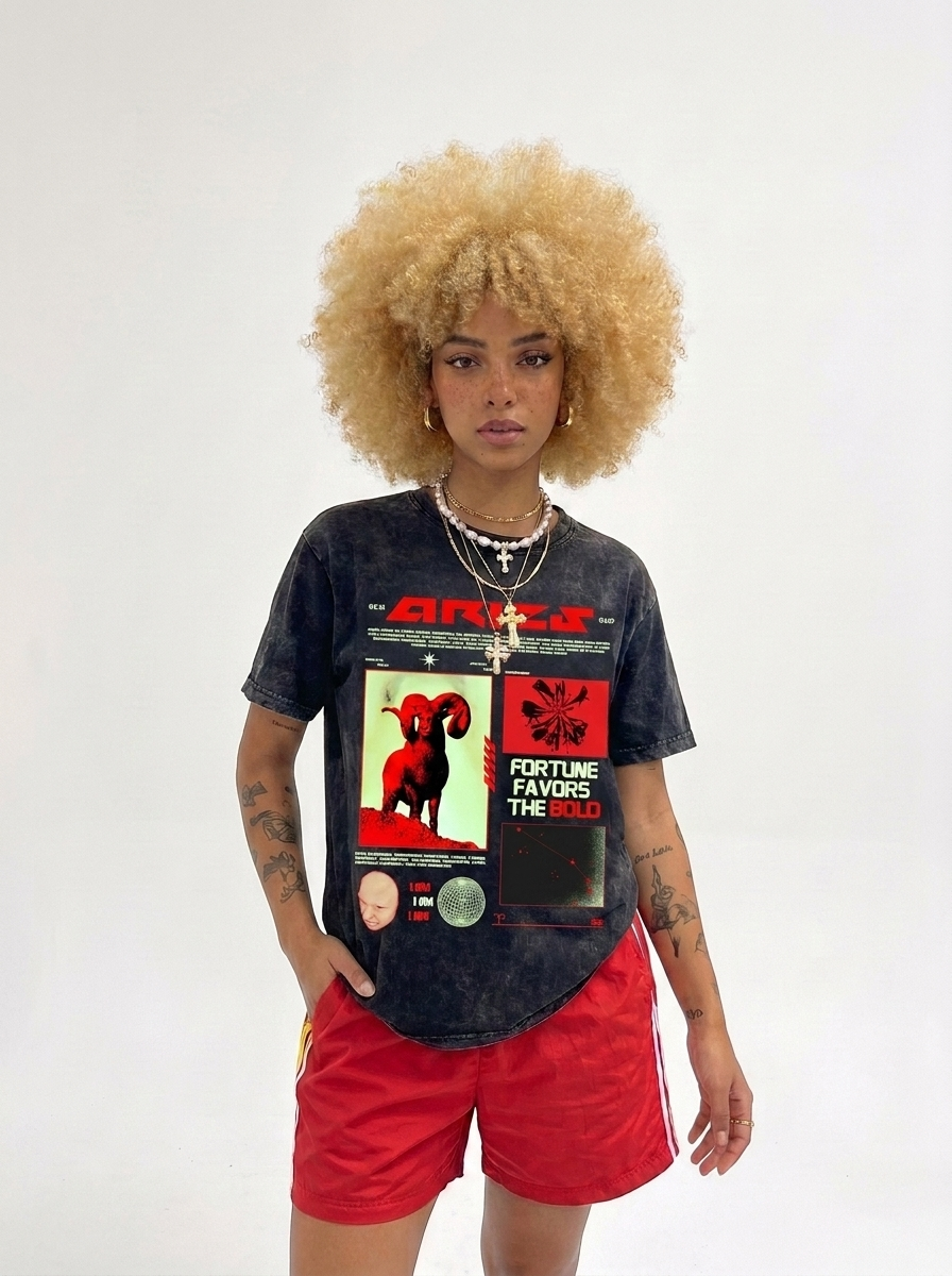 Aries Acid Wash Boxy Oversized Cotton T-Shirt